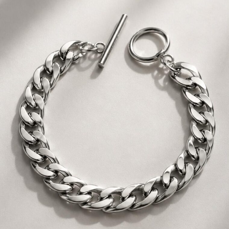 Pulsera Cubana Plateada