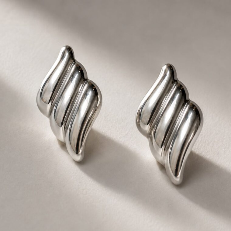 Aretes Ondas Plateadas
